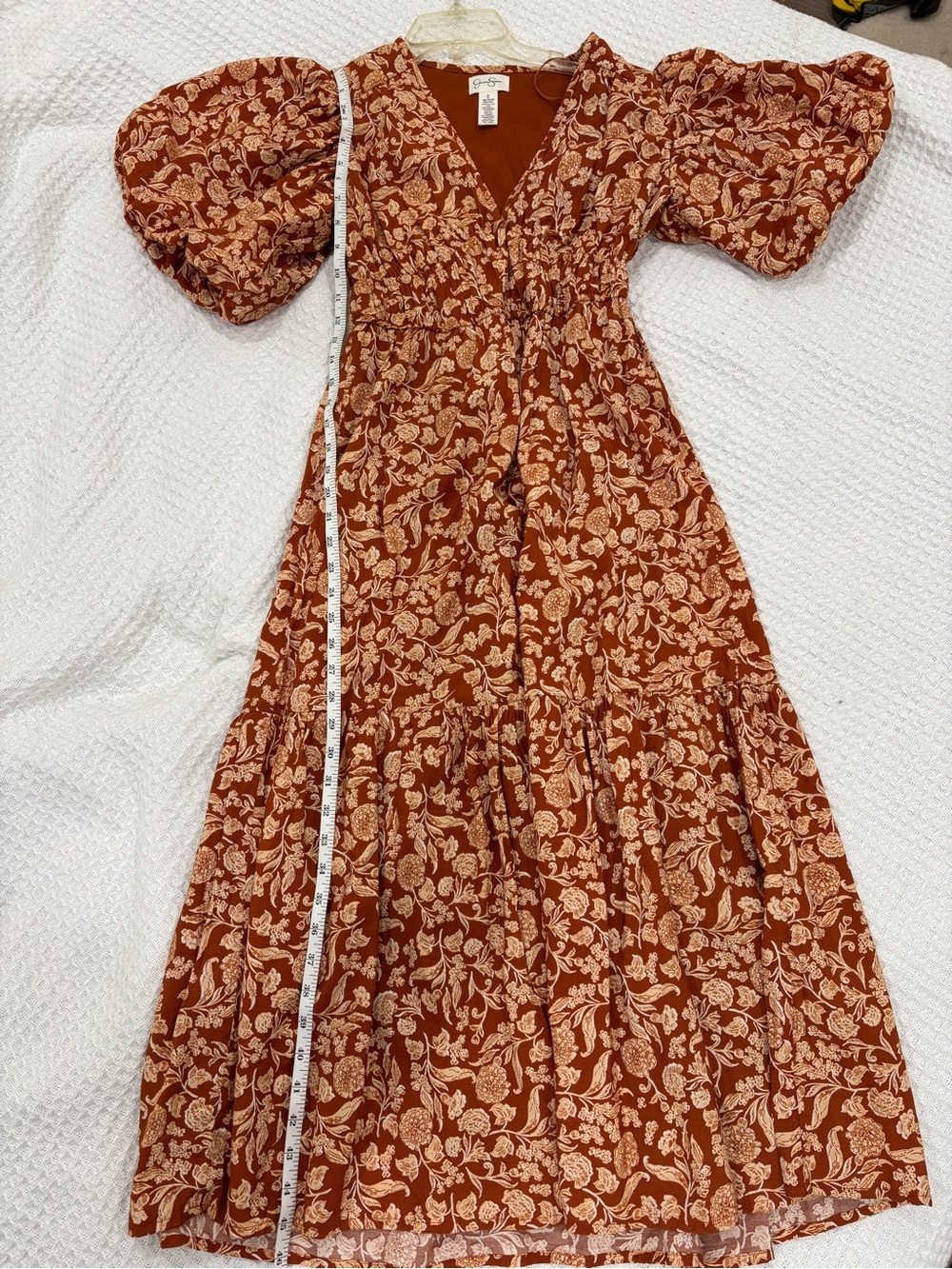 Puff Sleeve Floral Midi Dress